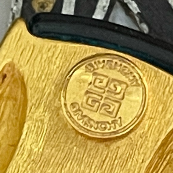 Vtg Givenchy Blue Green Lucite Gold-tone Clipons - Picture 4 of 13